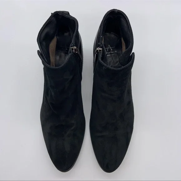 Aquatalia Black Suede Waterproof Farin Ankle Booties Boots Women Size 9 Italy - Picture 15 of 16